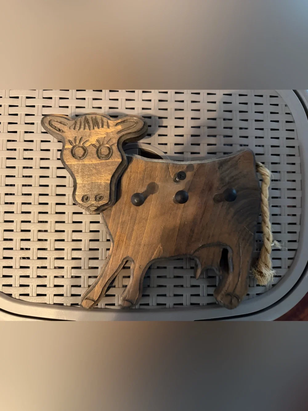 Wooden Cow Wall Hook - Brown Home Accent